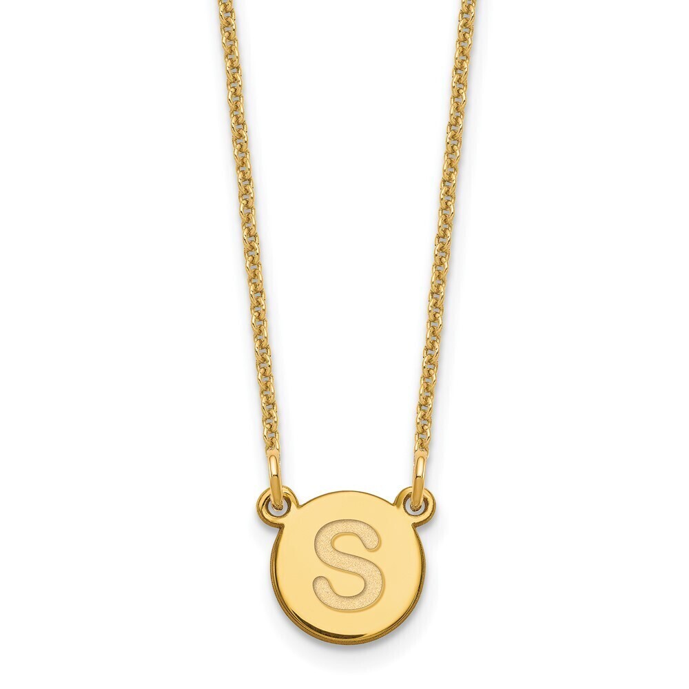 Kazi Luxury 14k Yellow Gold Tiny Circle Block Letter Initial Necklace